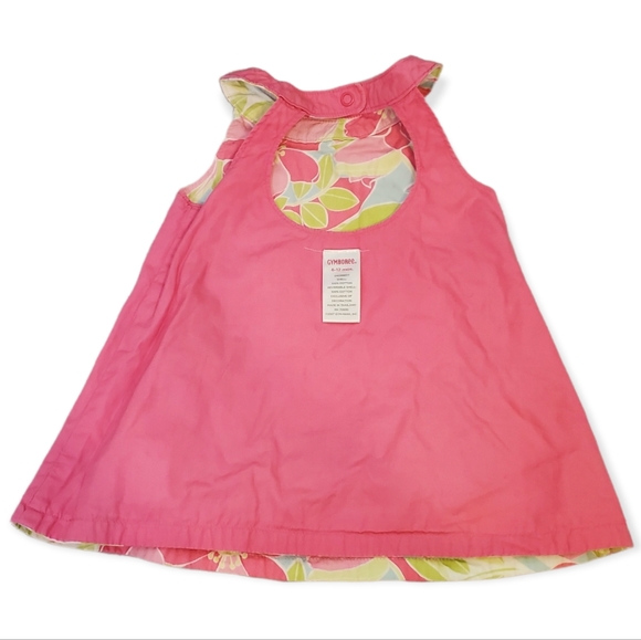 GYMBOREE | Baby's tropical floral and hot pink reversible dress. Size 6-12M. - Picture 4 of 7